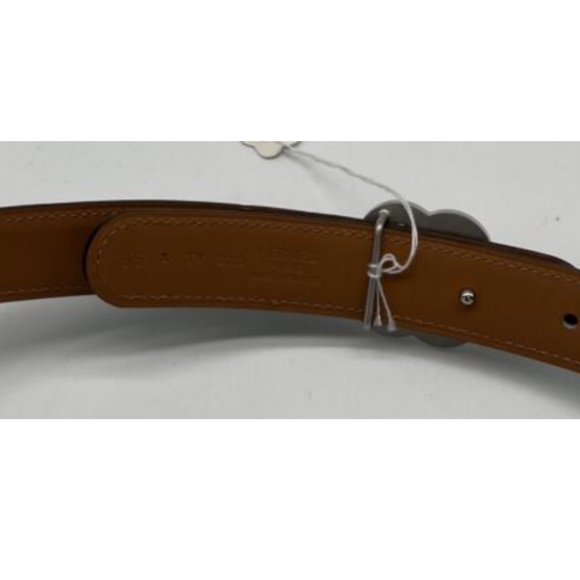 Hermes Women\'s Navy/Teal Pebbled Leather Thin Belt w/ Interlocking-H Symbol